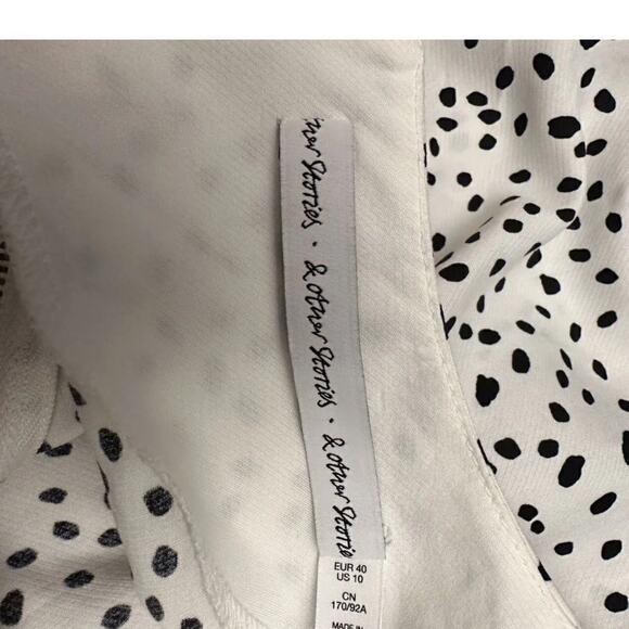 & OTHER STORIES Top Womens US Size 10 Viscose Blouse White Black Stockholm - Picture 9 of 12